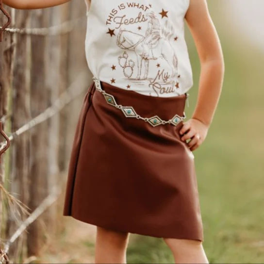 Girls Brown Leather Skort by Shea Baby