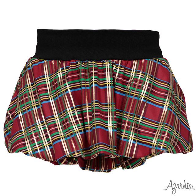 Girls Christmas Plaid Bubble Skort by Azarhia
