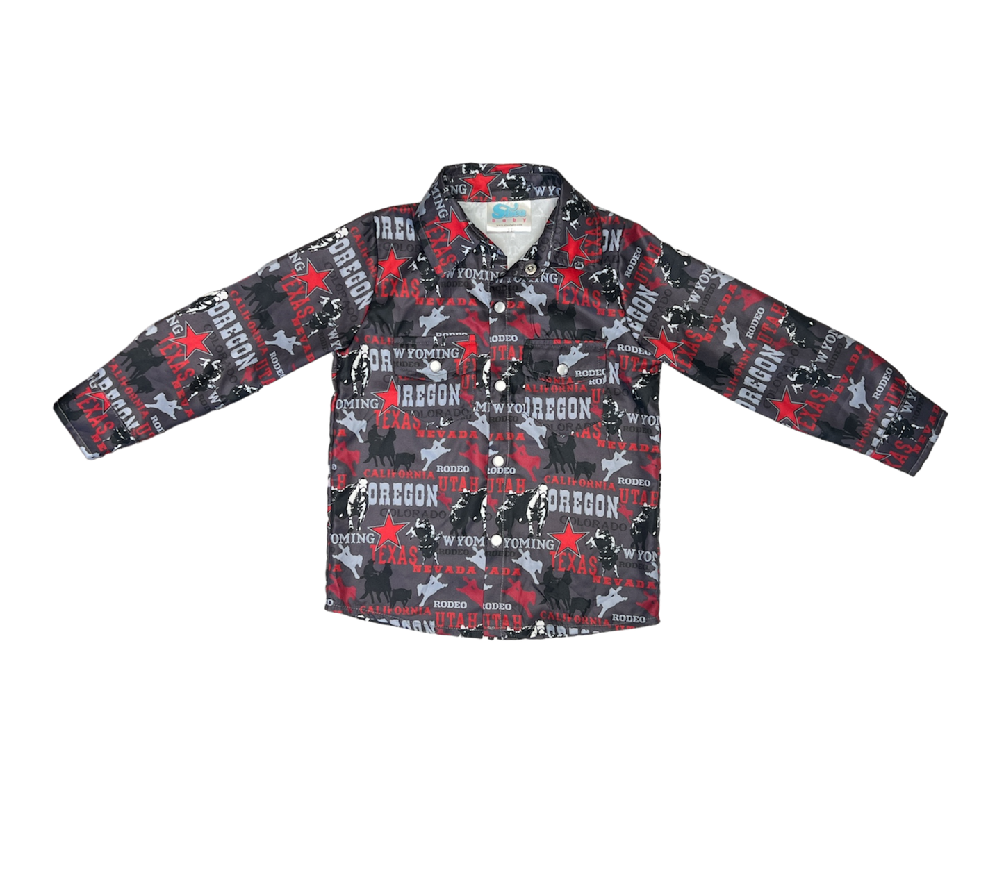 Boys Rodeo Road L/S Pearl Snap Onesie/Shirt by Shea Baby