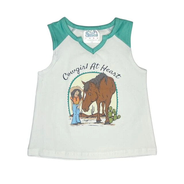 Girls Cowgirl At Heart Tank Onesie by Shea Baby