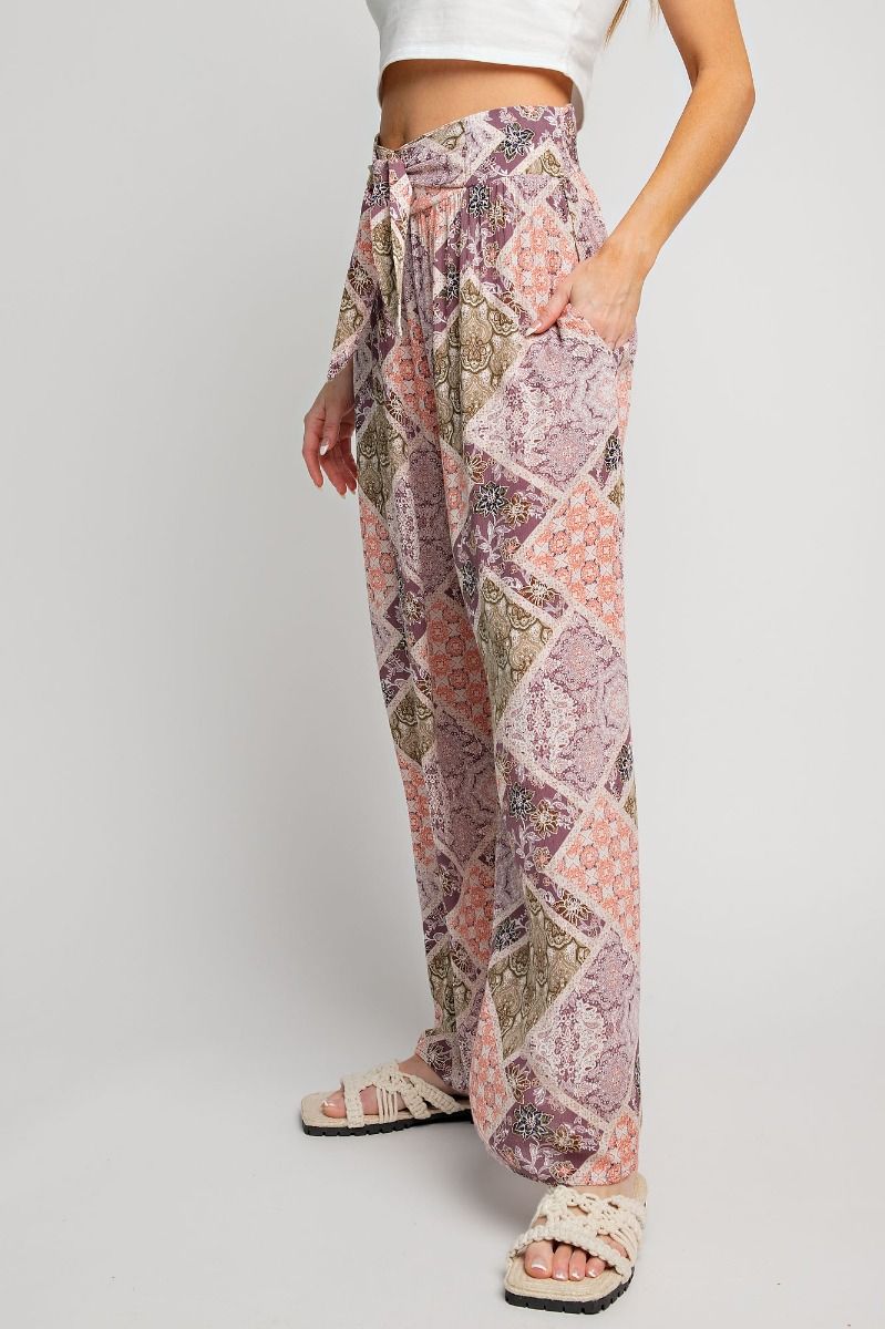 Ladies Easel Patchwork Printed Rayon Gauze Palazzo Pants