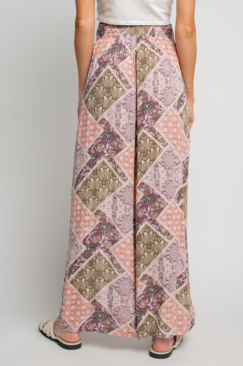 Ladies Easel Patchwork Printed Rayon Gauze Palazzo Pants