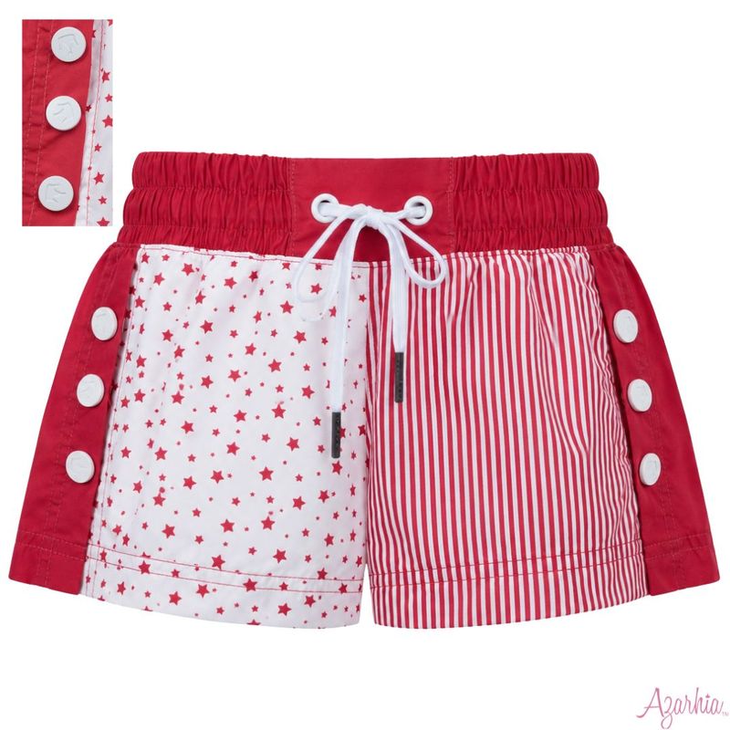 Girls Stars and Stripes Game Day Color Block Short by Azarhia