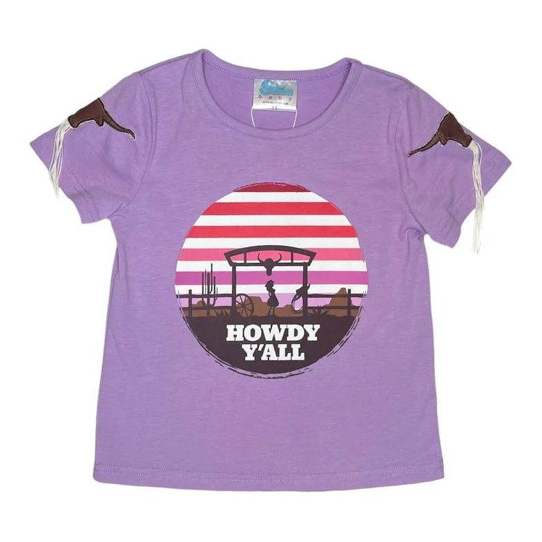 Girls Howdy Y'all Fringe Tee by Shea Baby