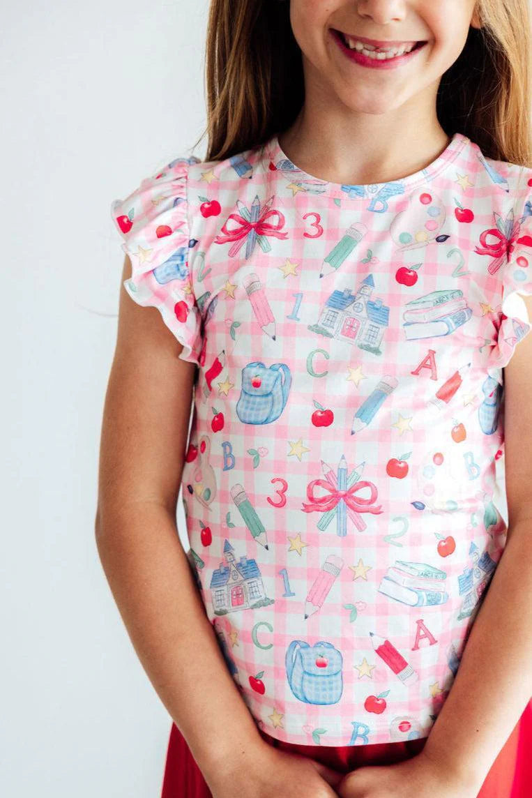 Girls School Days S/S Ruffle Tee by Mila & Rose