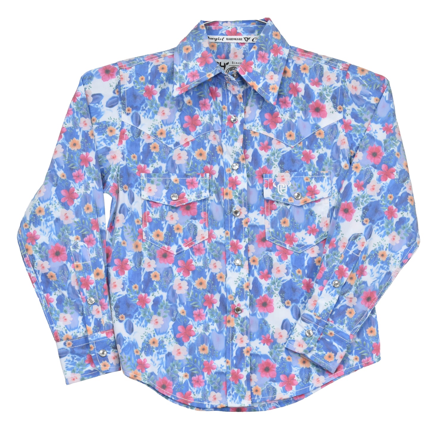 Girls Periwinkle Floral Monet L/S Print Shirt by Cowboy Hardware