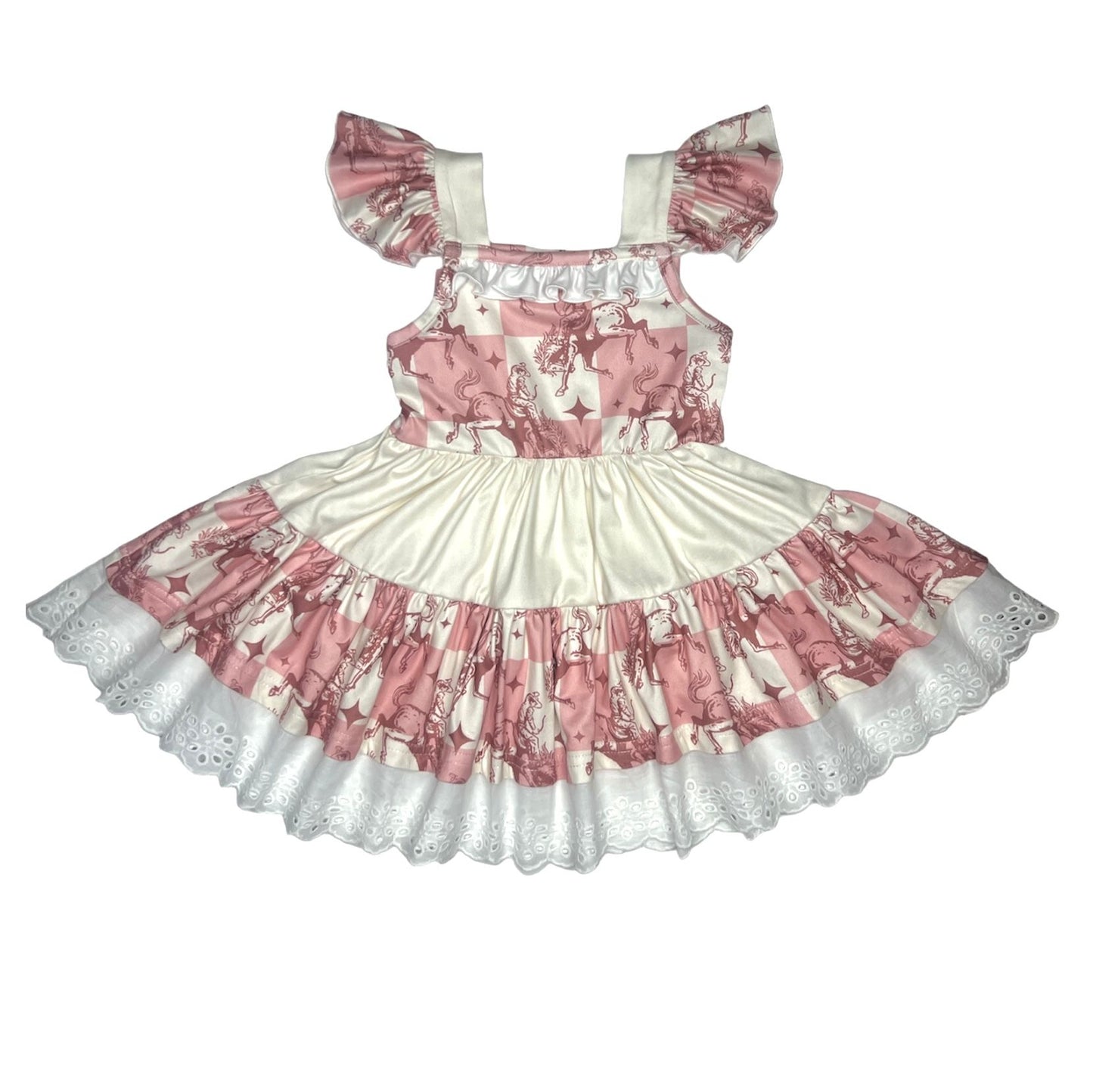 Girls Plaid Bucking Horse Ruffle Dress by Shea Baby