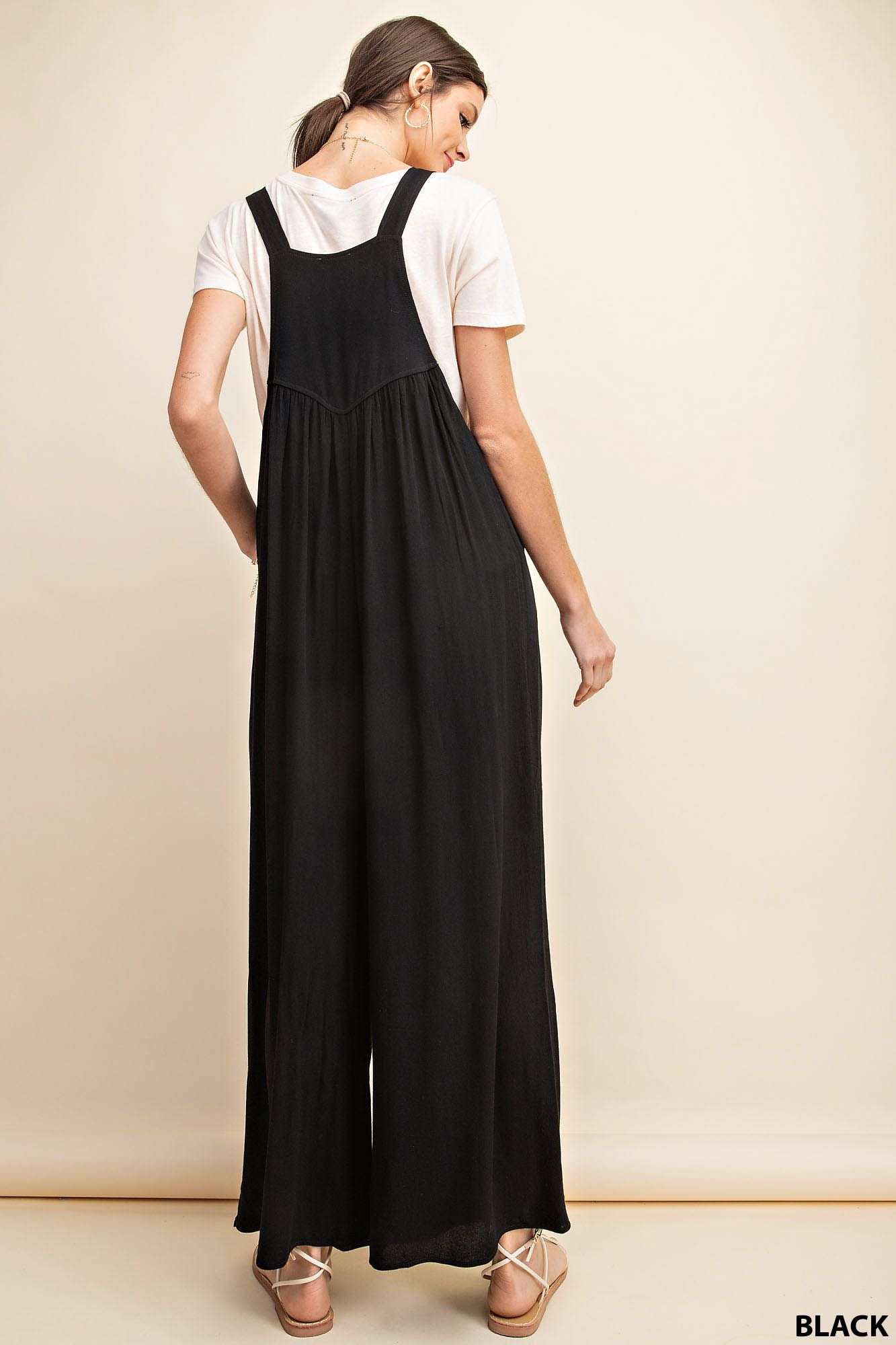 Ladies KORI Overall Rayon Crepe Jumpsuit-Black