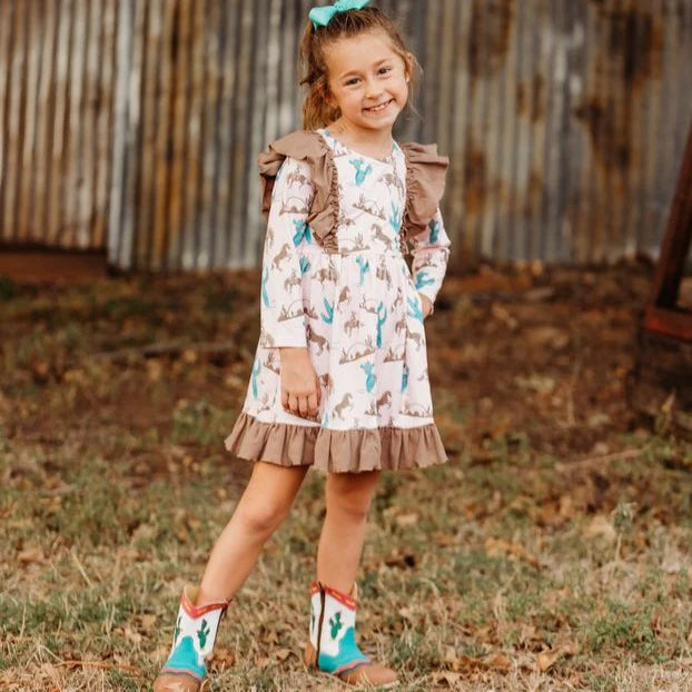 Girls Gettin' Western Ruffle Dress by Shea Baby