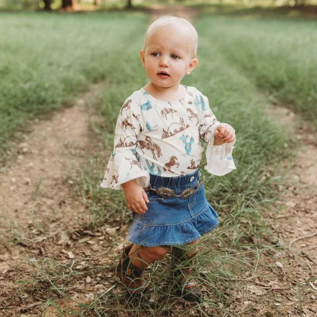 Girls Gettin' Western Bell Long Sleeve Shirt by Shea Baby