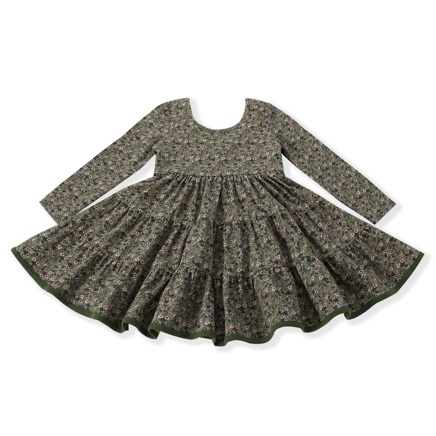 Girls Green Floral L/S Dress by Swoon Baby