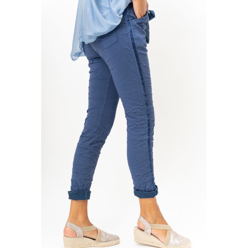 Ladies Hot Wash Ribbon Side Jeggings by Look Mode