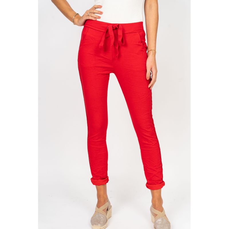 Ladies Hot Wash Ribbon Side Jeggings by Look Mode