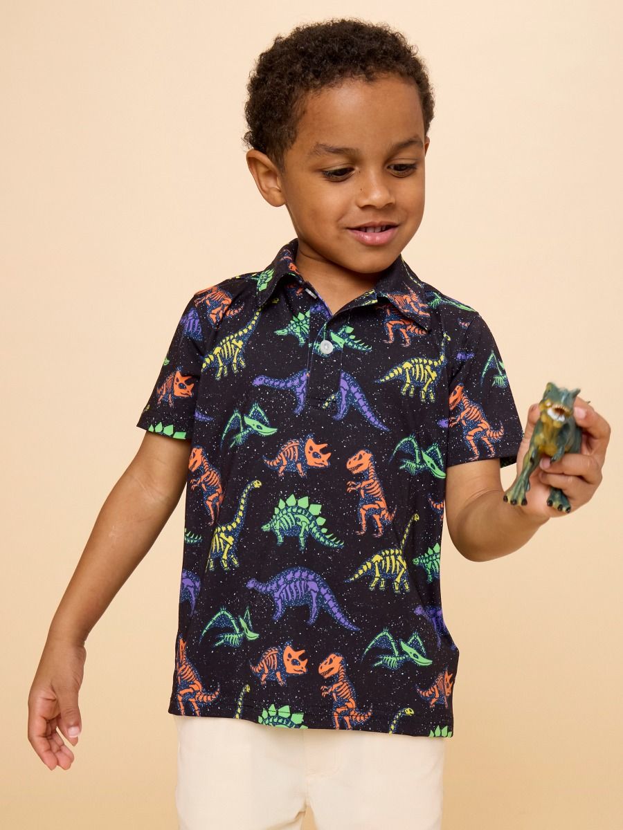 Boys Prehistoric Pals Knit S/S Performance Polo by Rugged Butts