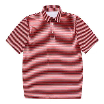 Boys Red/Micro Black/White Stripe Polo Shirt by Meripex