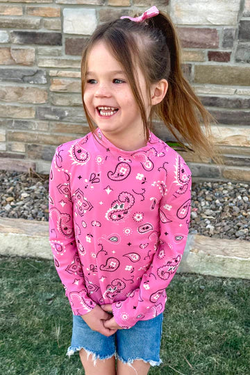 Girls Pink Bandana Babe Mesh Top by Sterling Kreek