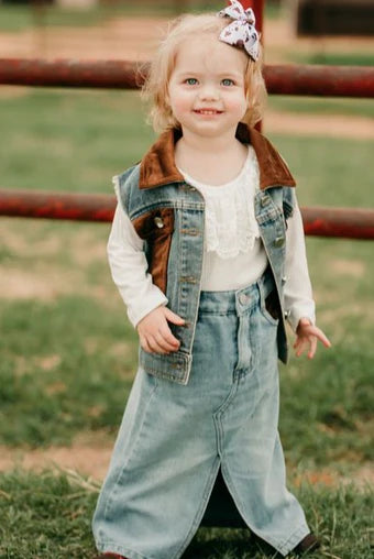 Girls Denim Suede Skirt by Shea Baby
