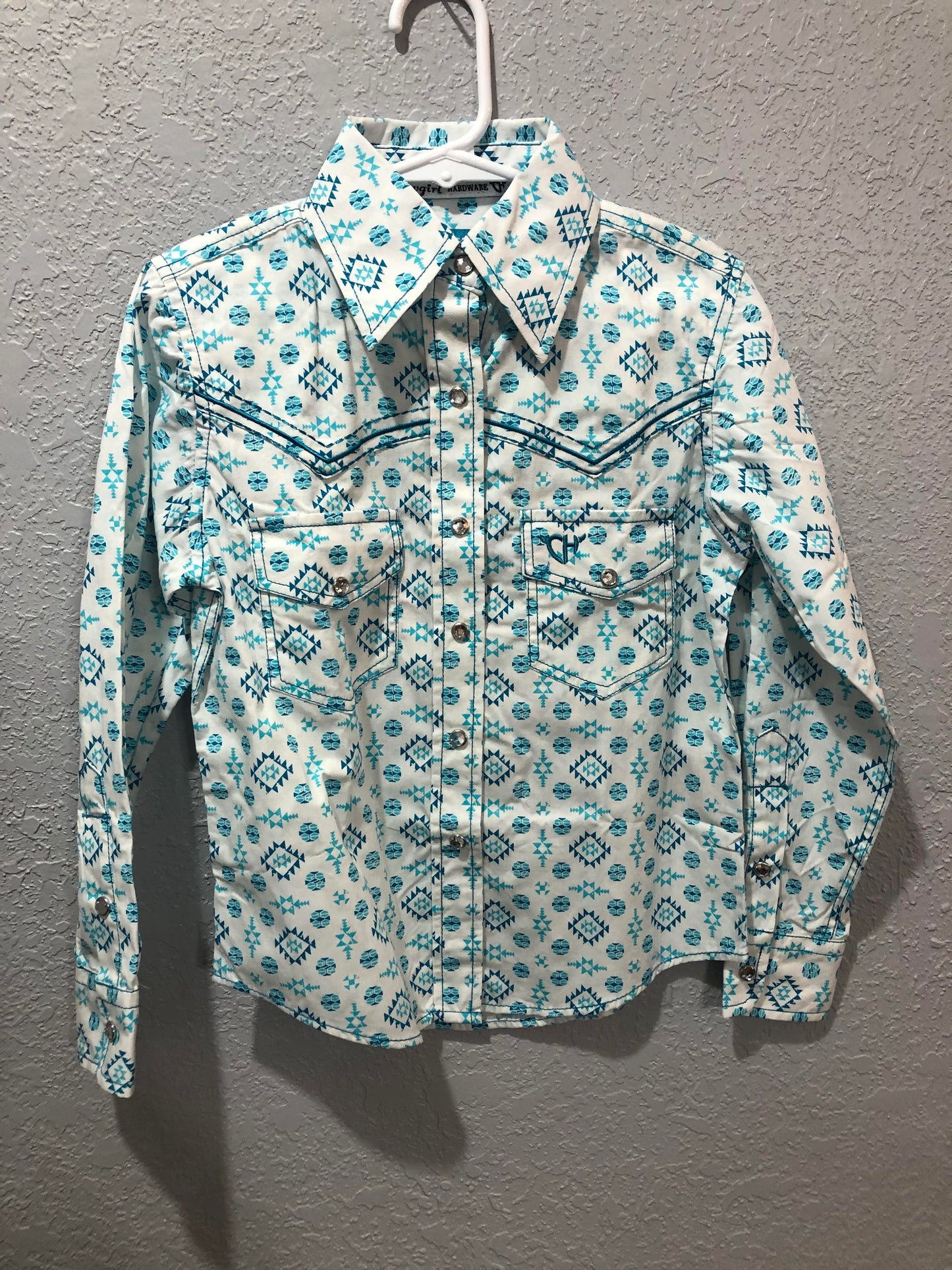 Girls Distressed Aztec L/S Print Shirt by Cowboy Hardware