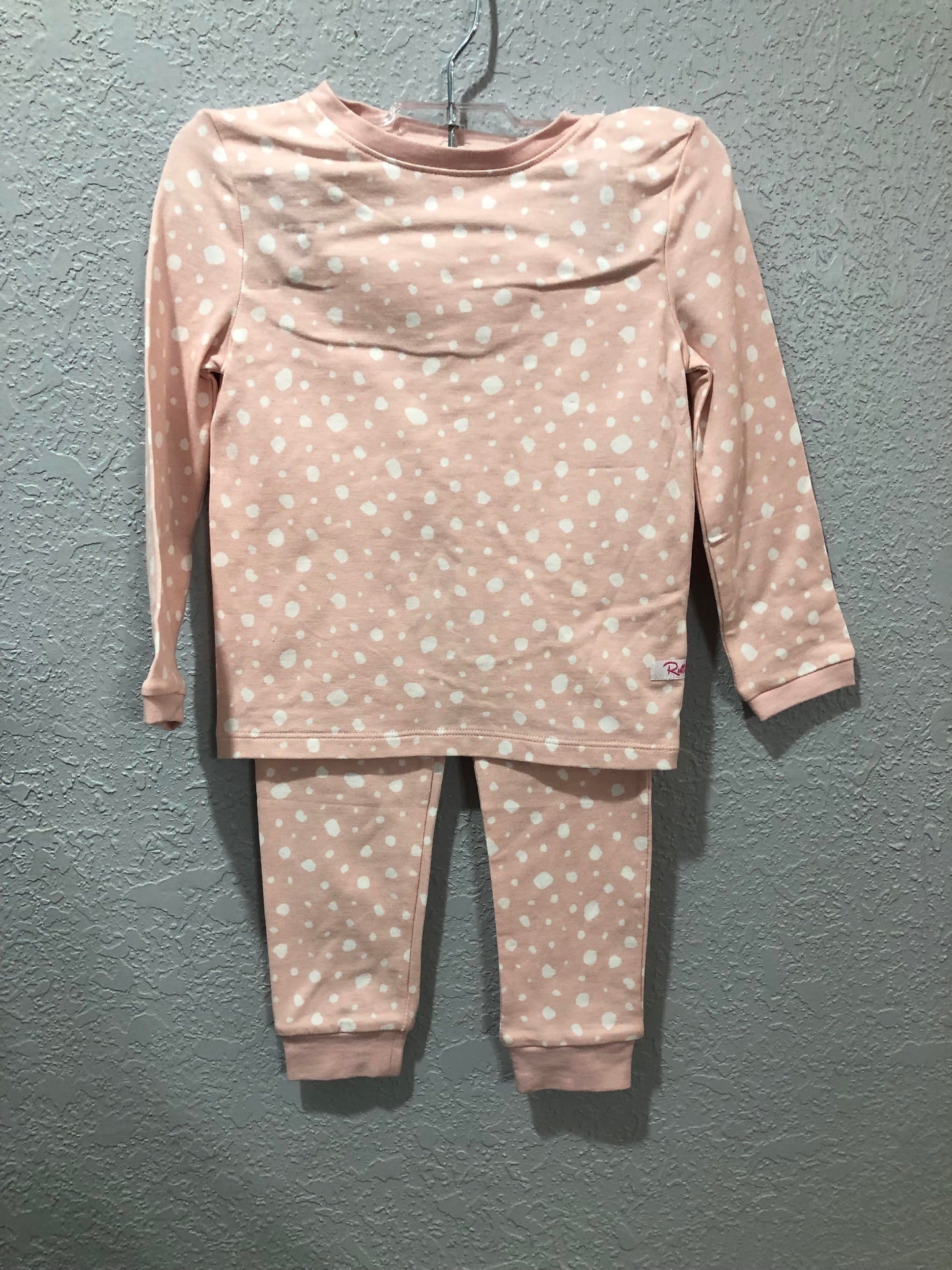 Girls Pink Fawn Dot Long Sleeve Pajamas by RuffleButts