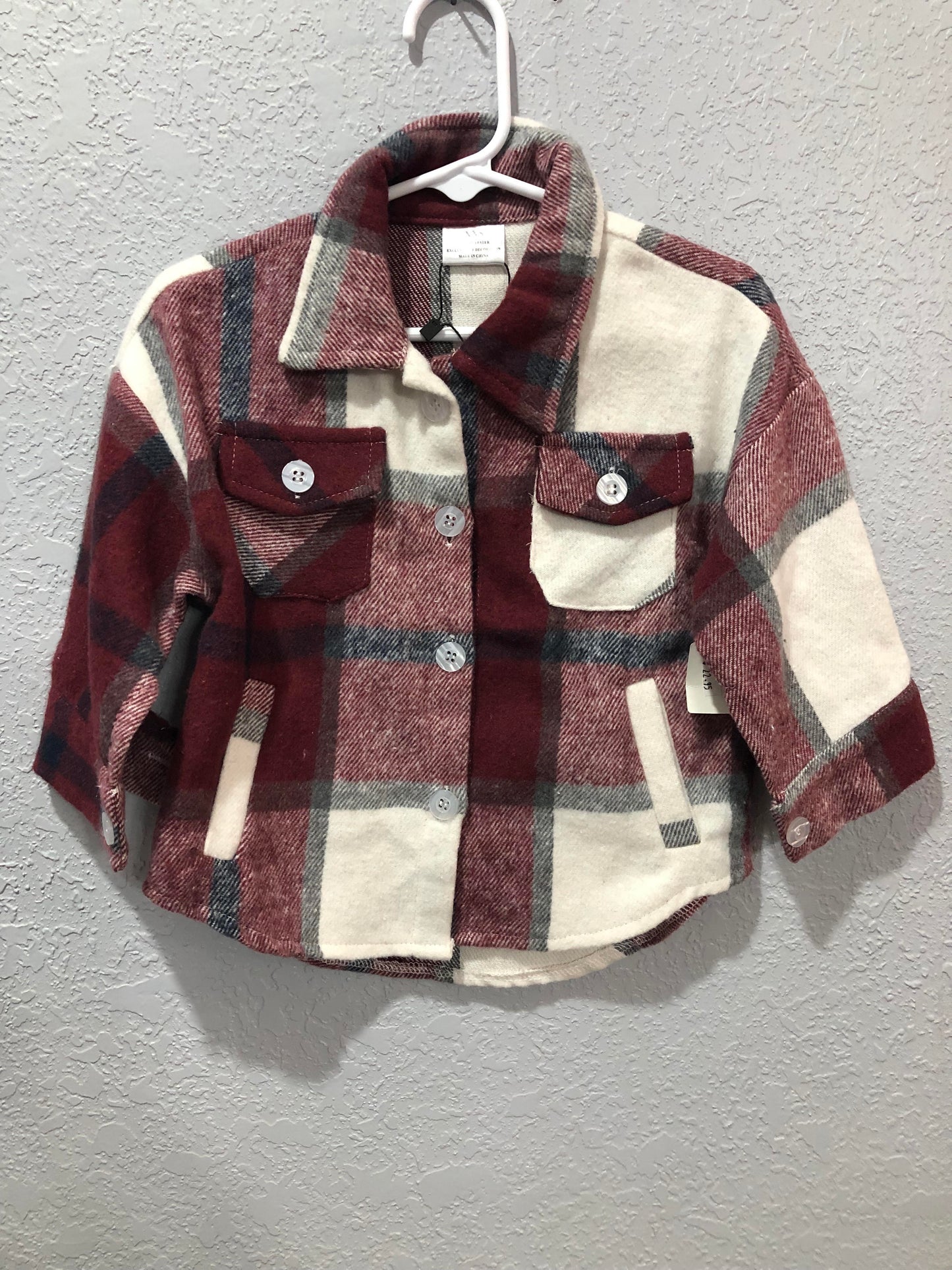 Girls Burgundy Plaid Jacket