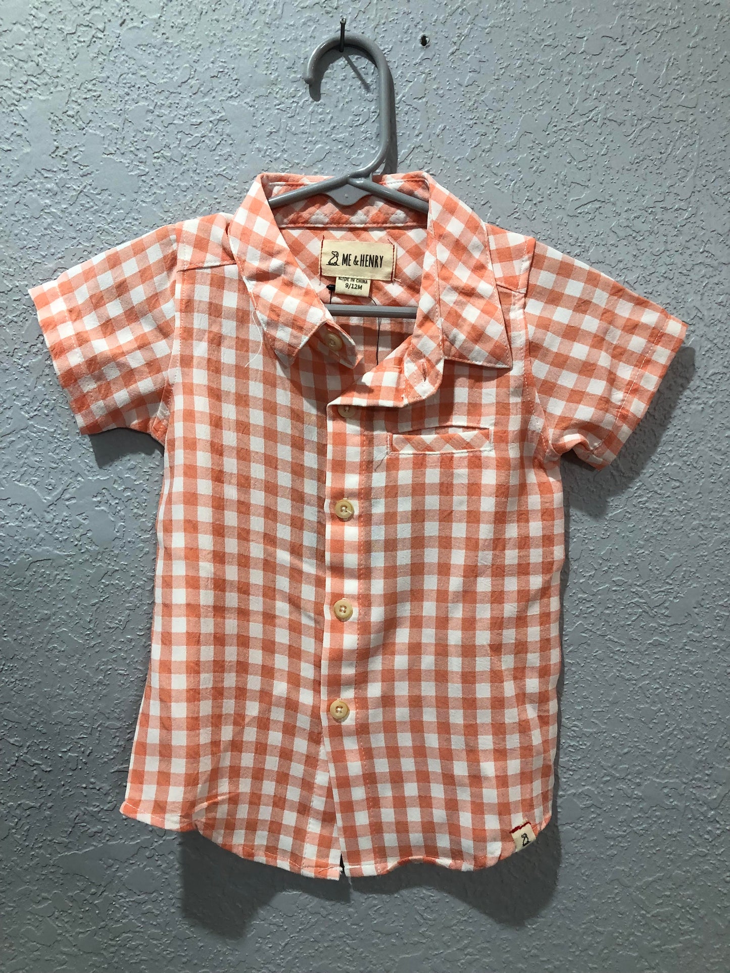Boys Apricot Checked Penzance Rolled Shirt with Pocket by Me & Henry