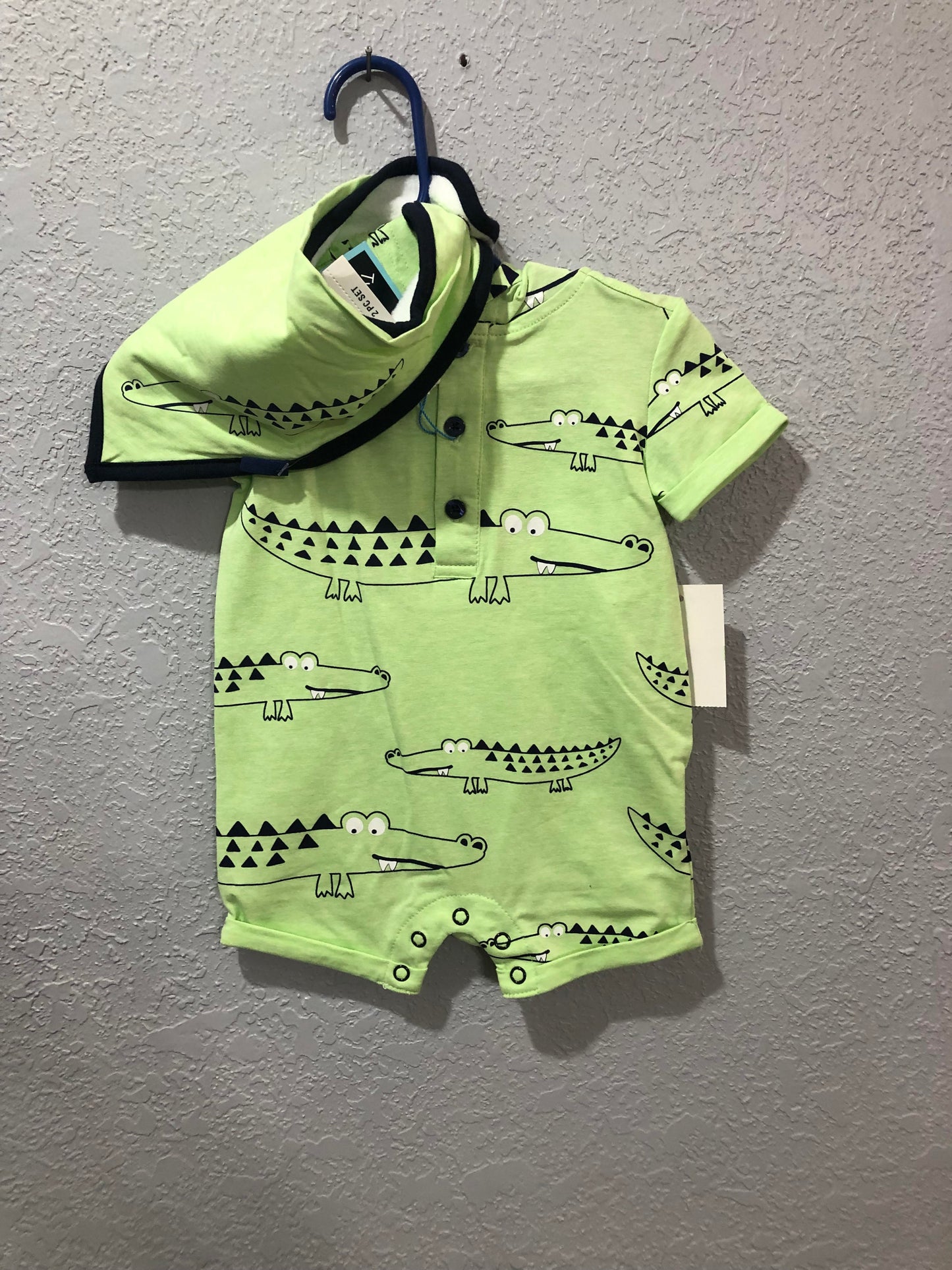 Boys Light Green Crocodile Romper by Andy & Evan