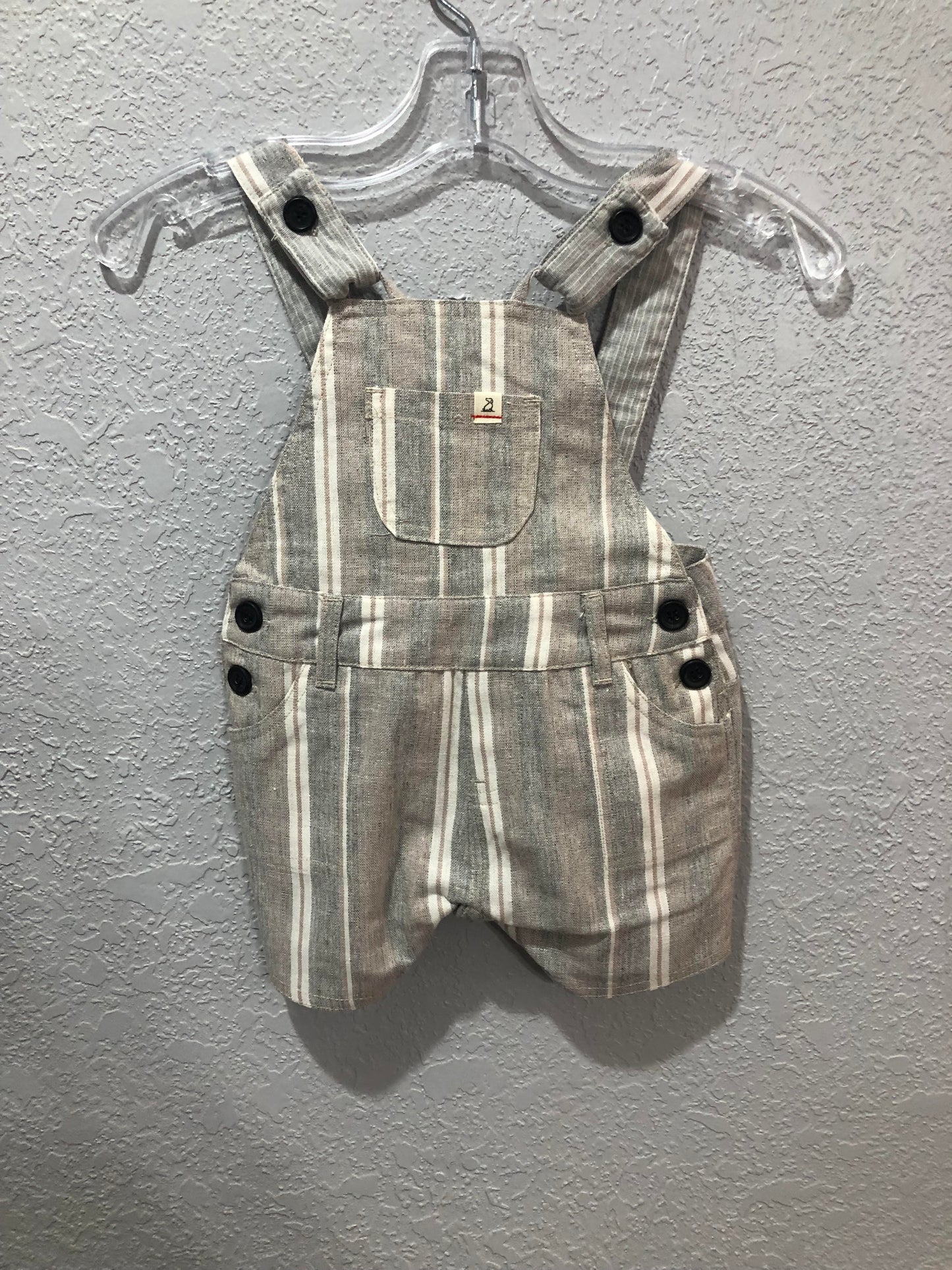 Boys Grey Woven Bowline Shortie Overalls by Me & Henry
