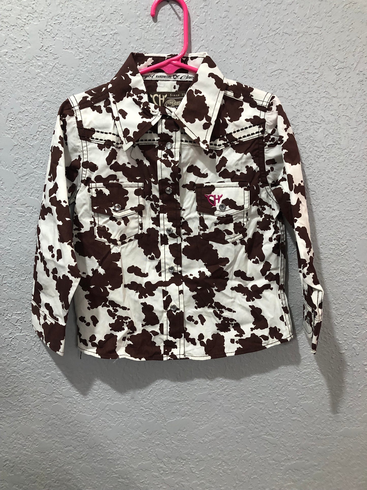 Girls All Over Cowprint L/S Print Shirt by Cowboy Hardware
