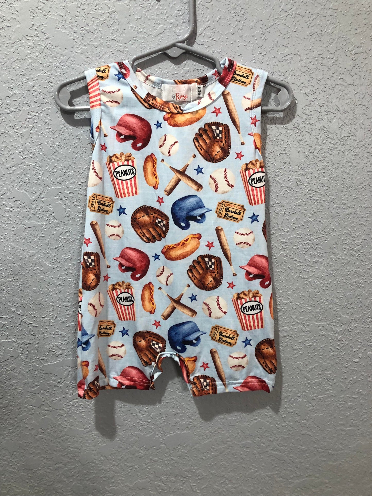 Boys Baseball Game Sleeveless Romper by Mila & Rose