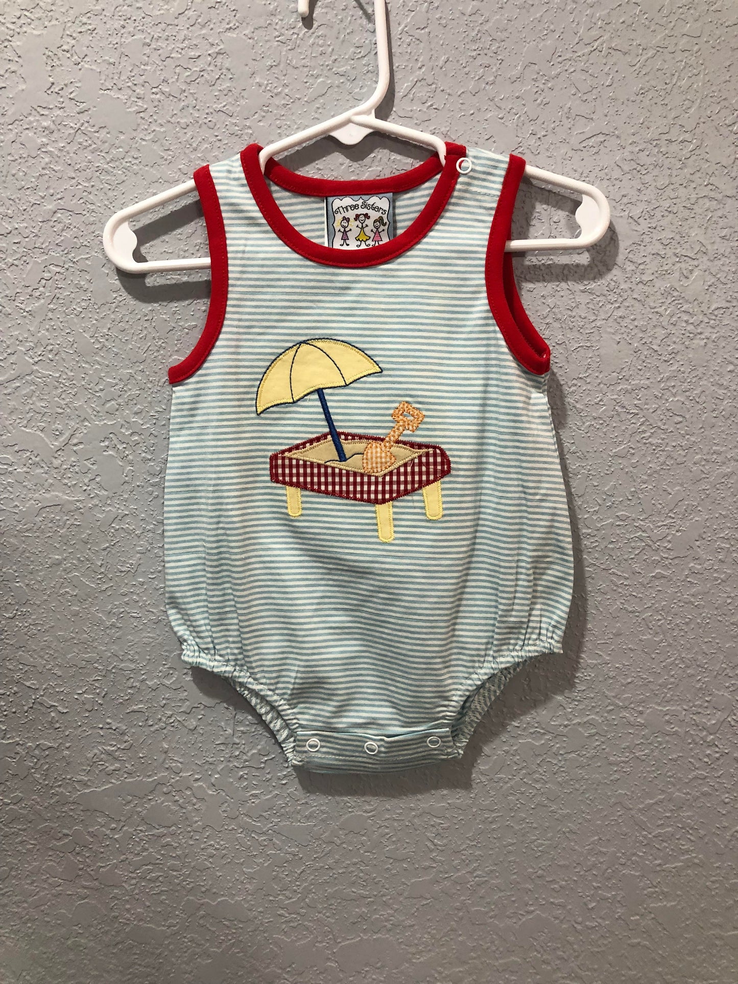 Boys Blue Stripe Sandbox Onesie by Three Sisters
