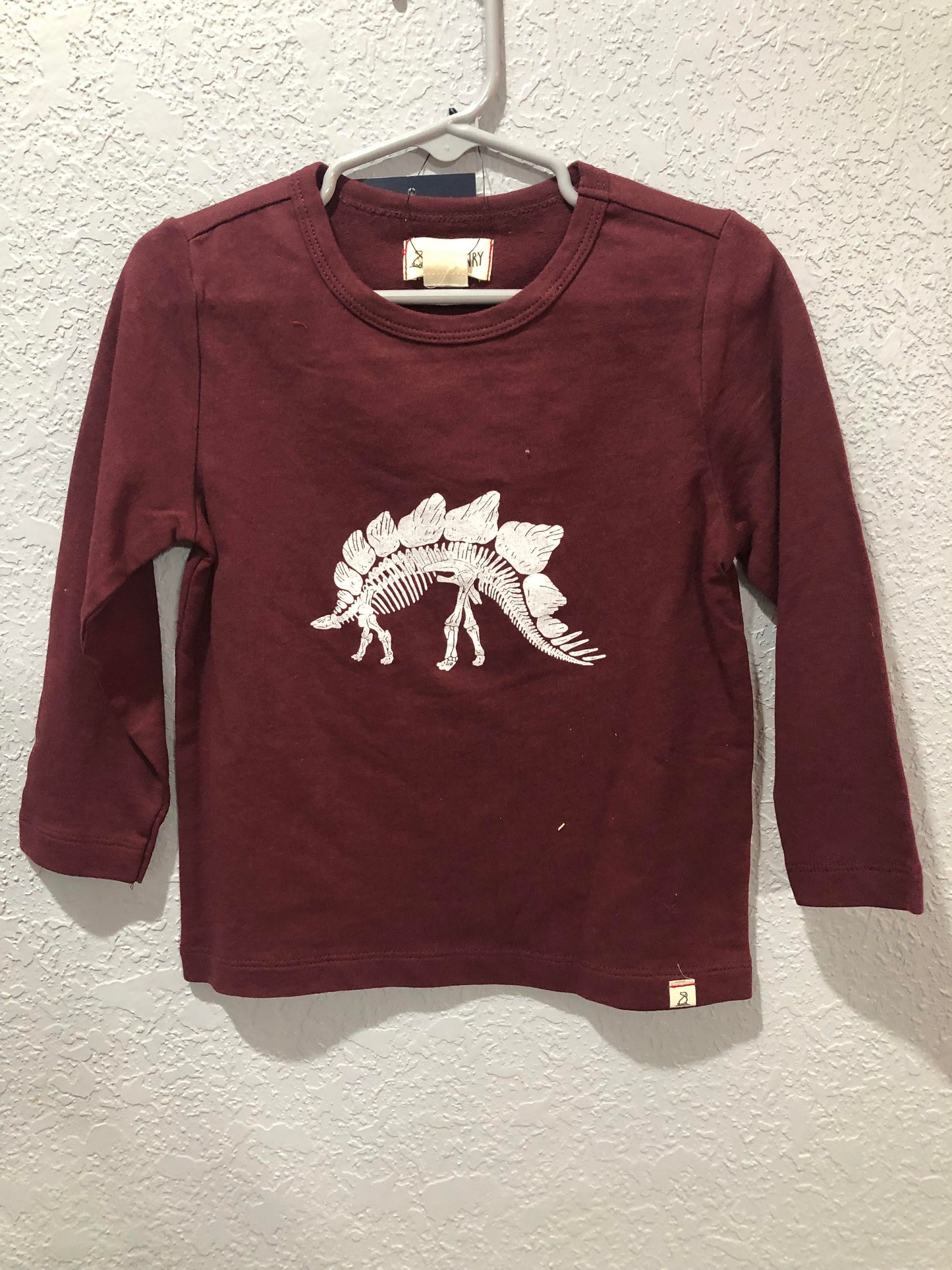 Boys Burgundy w/Dino Skeleton Print Top by Me & Henry
