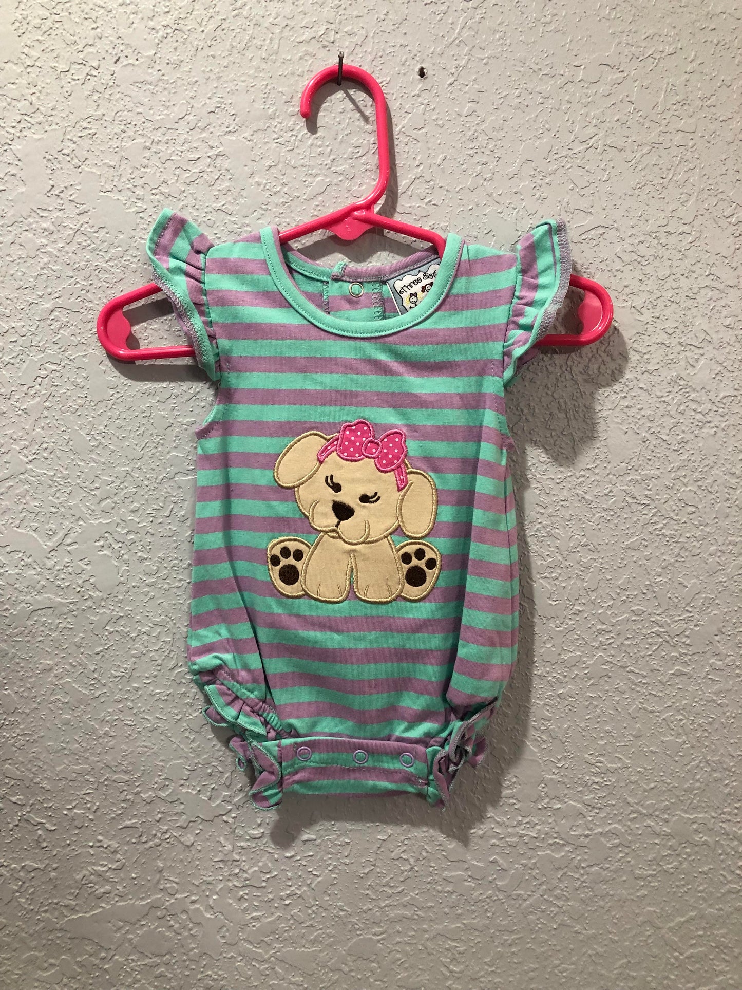Girls Puppy Applique Onesie by Three Sisters