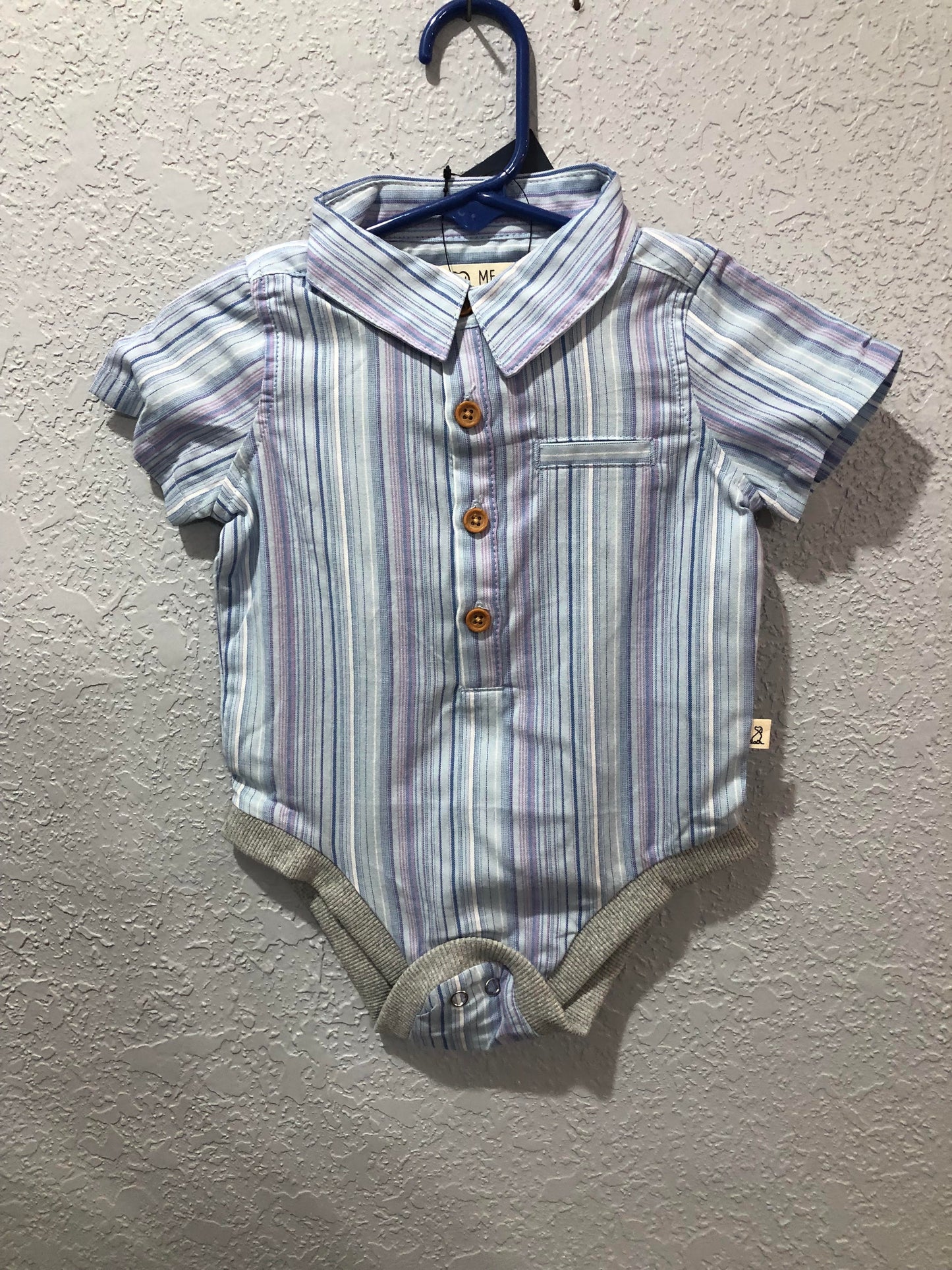 Boys Multi Blue Stripe Woven Onesie or Shirt by Me & Henry