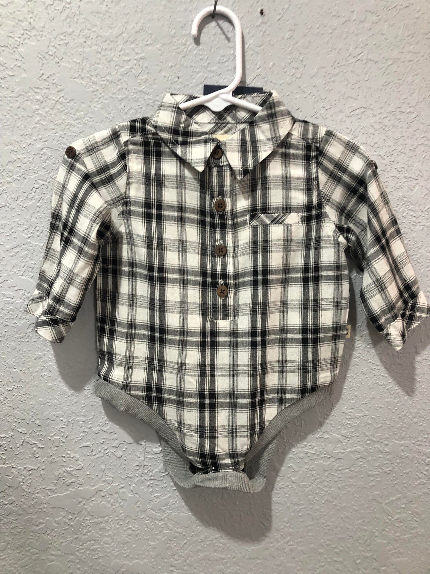 Boys Black/White Plaid Woven Onesie or Shirt by Me & Henry