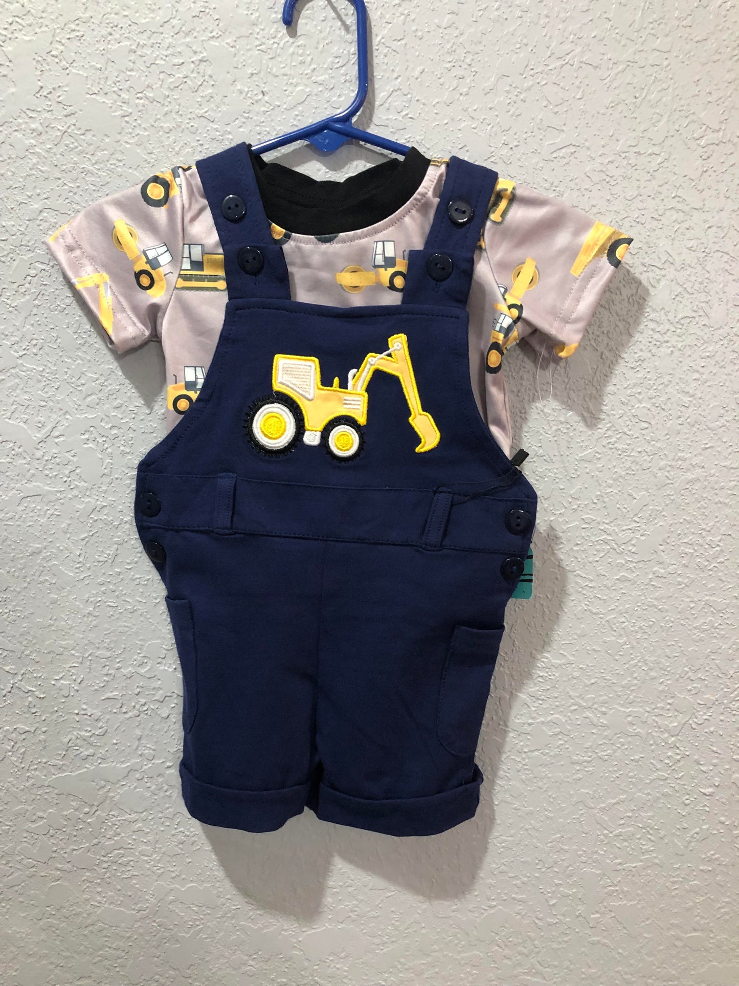 Boys Construction Overall Romper with Shirt by Kids Charm