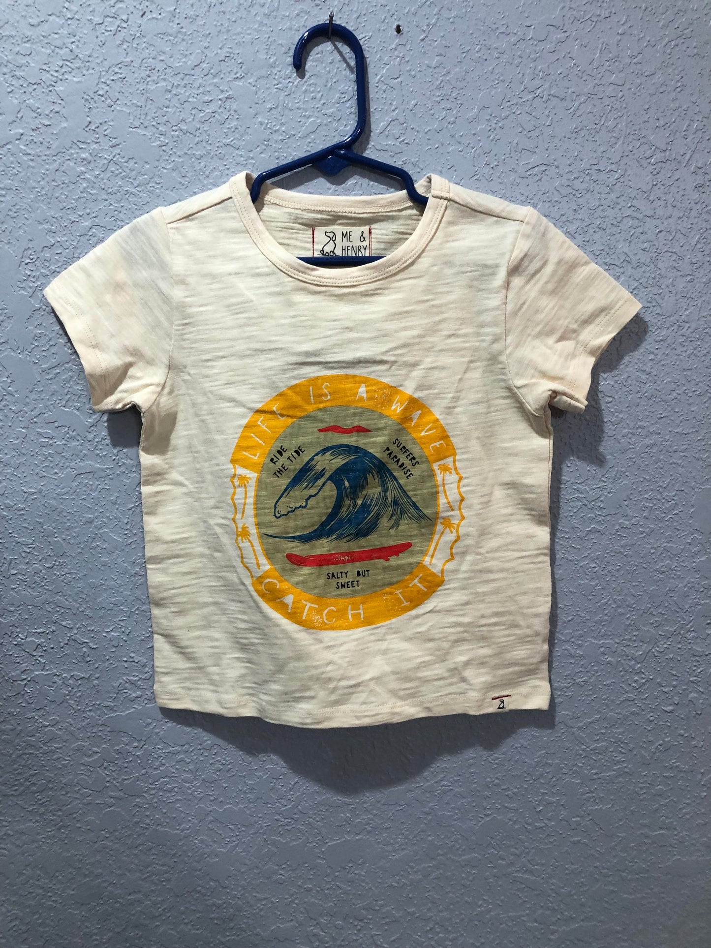 Boys Cream Life is a Wave T-Shirt by Me & Henry