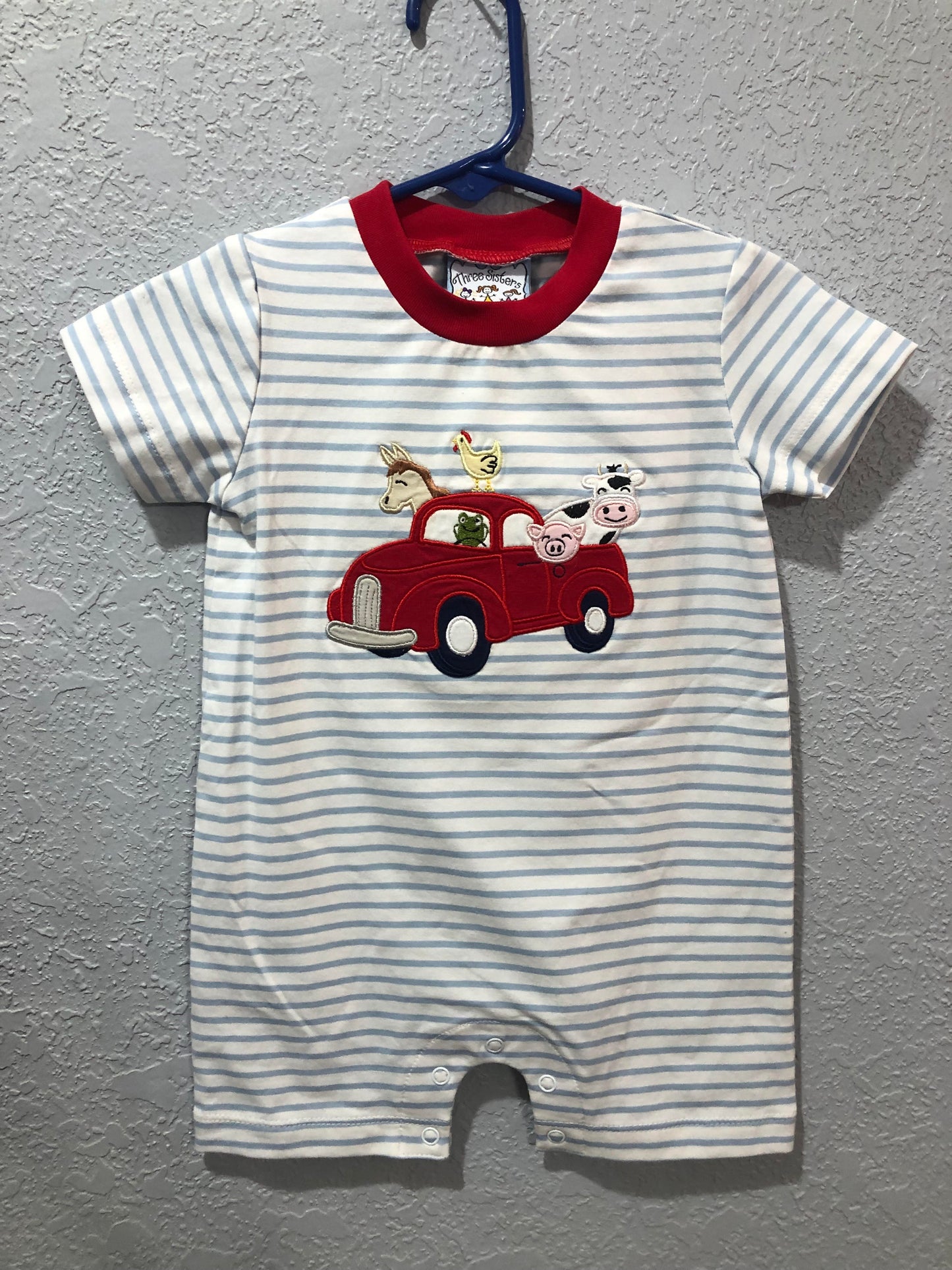Boys Red Truck with Animals Romper or Tee by Three Sisters
