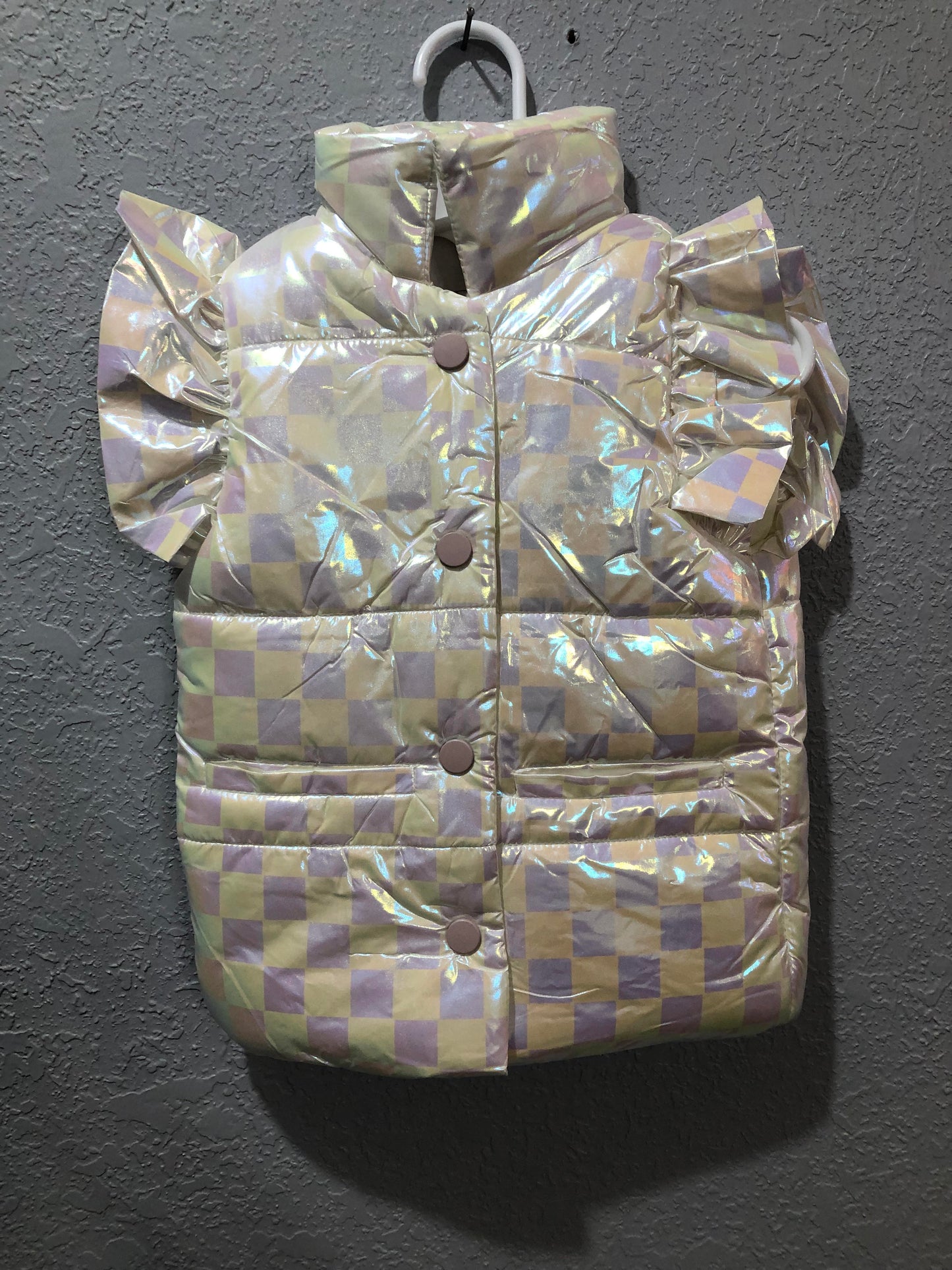 Girls White Checkered Shimmering Vest by Mila & Rose