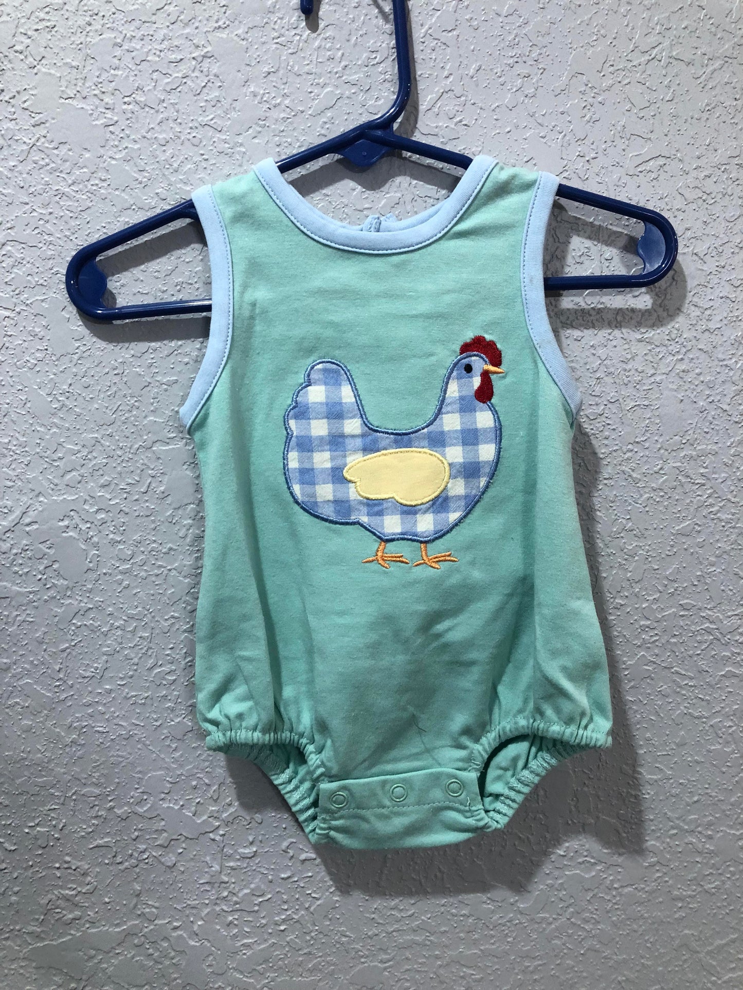 Boys Green with Rooster Applique Onesie by Three Sisters