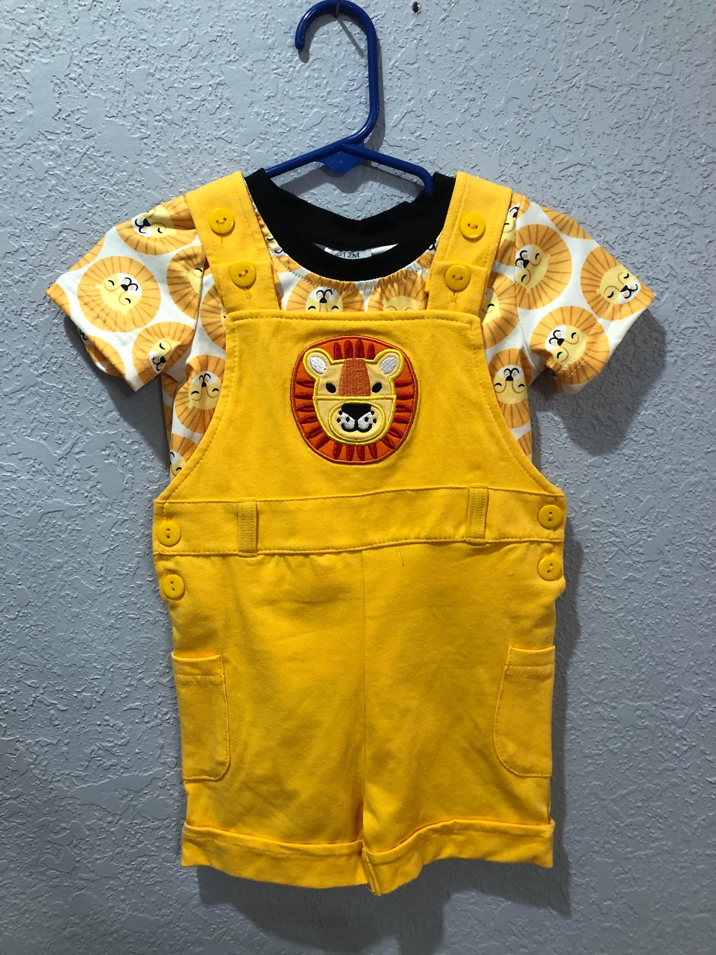 Boys Golden Romper with Lion Applique and Lion Shirt