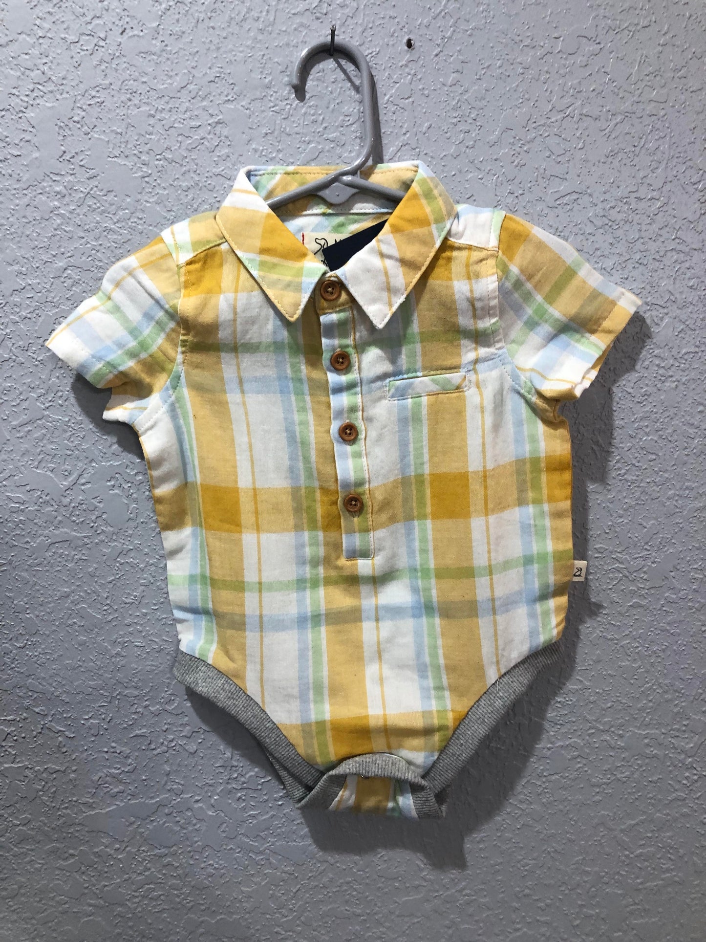 Boys Gold and Cream Plaid Woven Onesie or Shirt by Me & Henry
