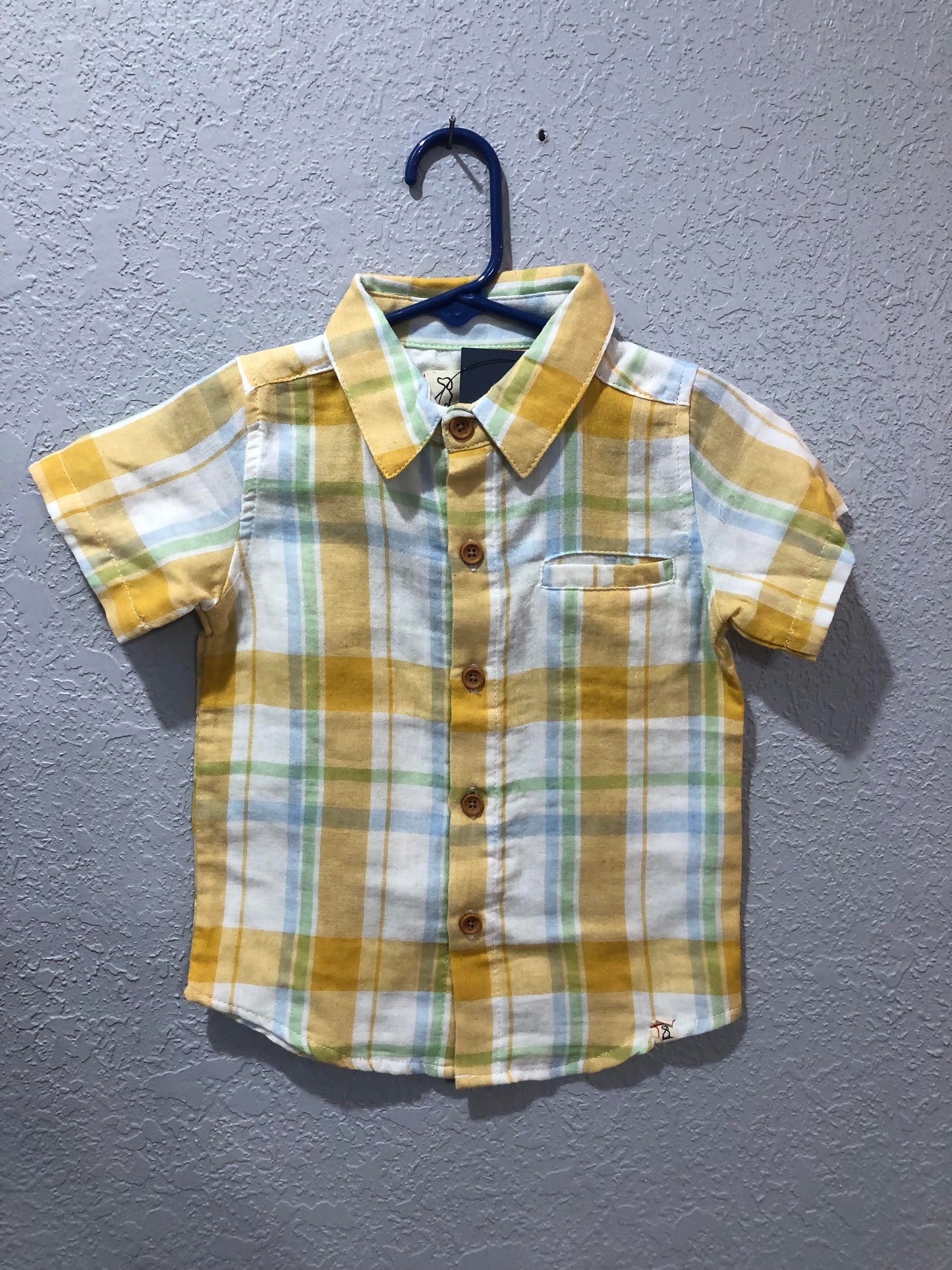 Boys Gold and Cream Plaid Woven Onesie or Shirt by Me & Henry