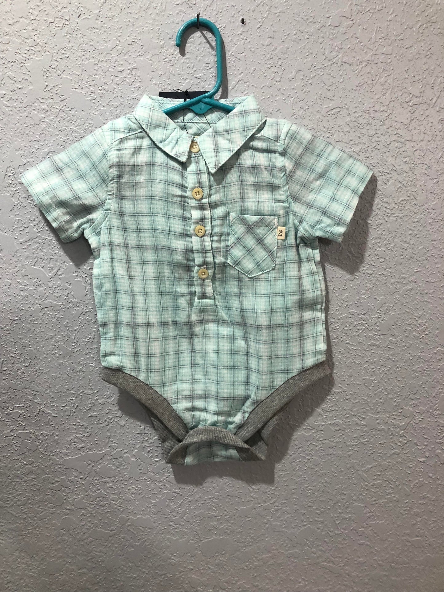 Boys Aqua and Gray Plaid Onesie by Me & Henry