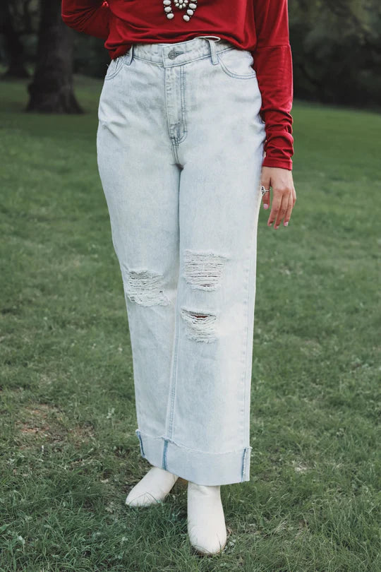 Ladies Grace & Emma Samantha White Straight Leg Jean