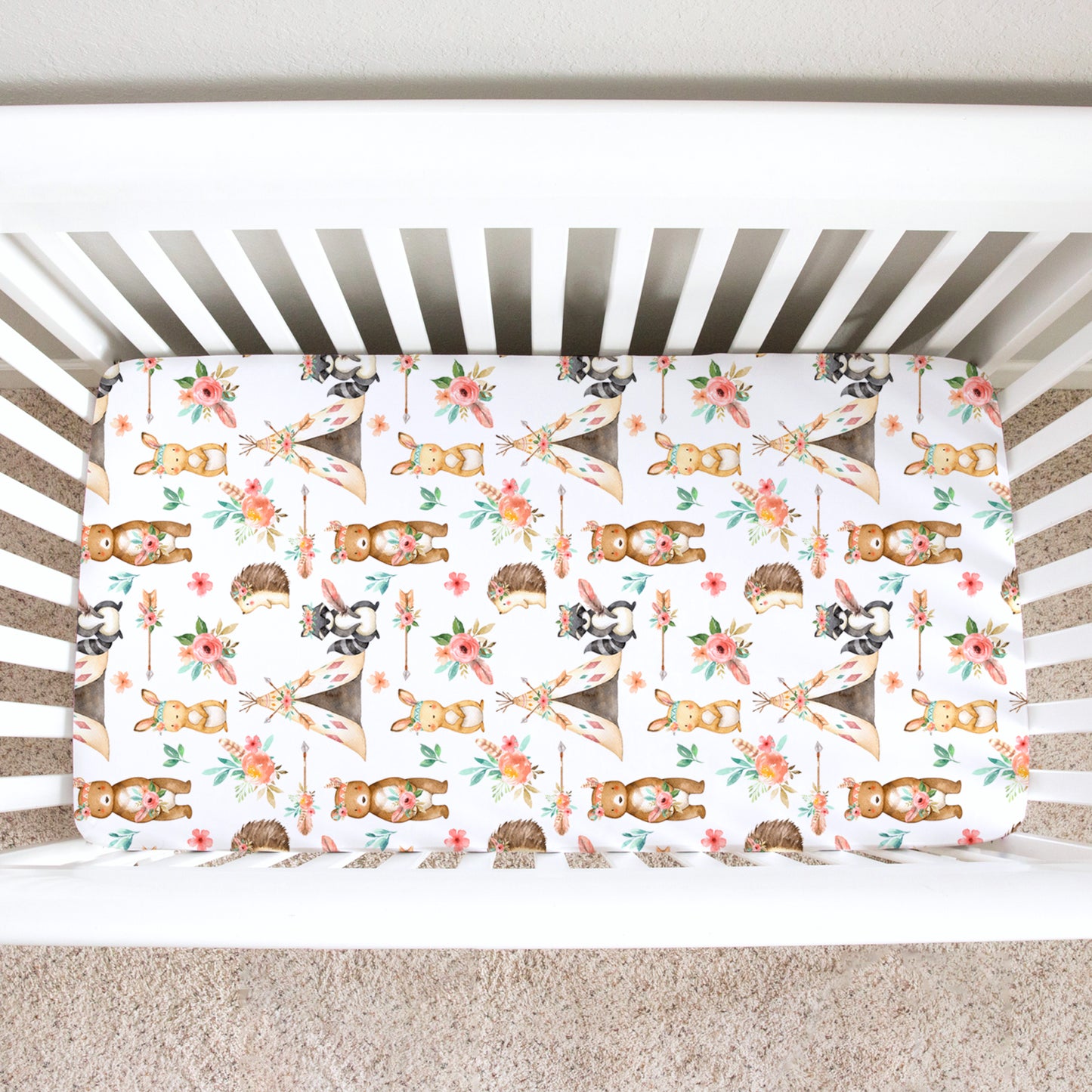 Honey Lemonade Standard Size Fitted Crib Sheet - Woodland Tribe