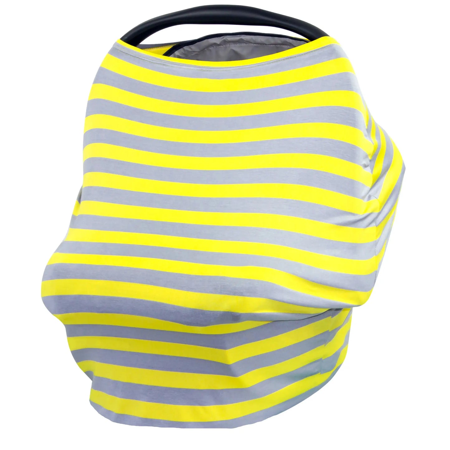 Stretchy Car Seat Canopy and Nursing Cover - Grey Yellow Stripe