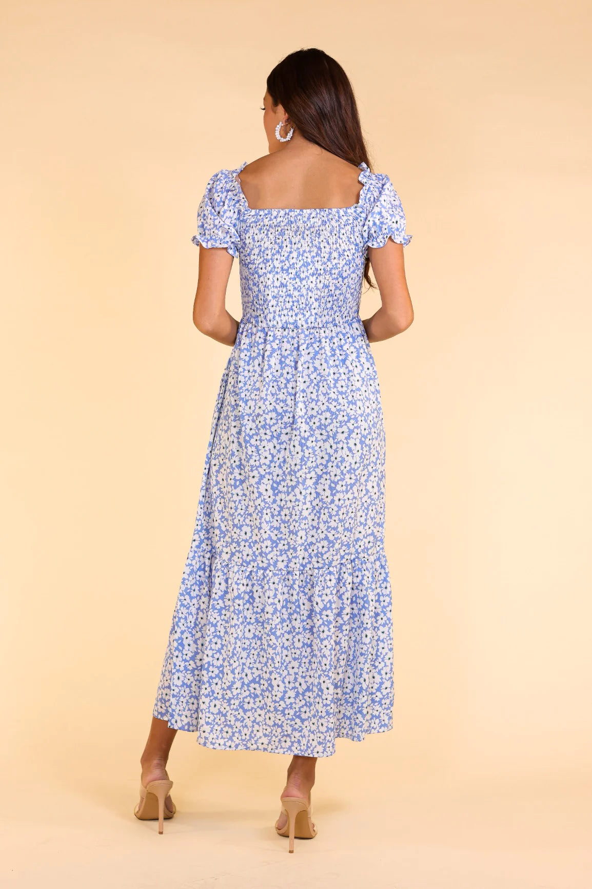 Ladies Grace & Emma Passport to Paradise Light Blue Floral Maxi Dress