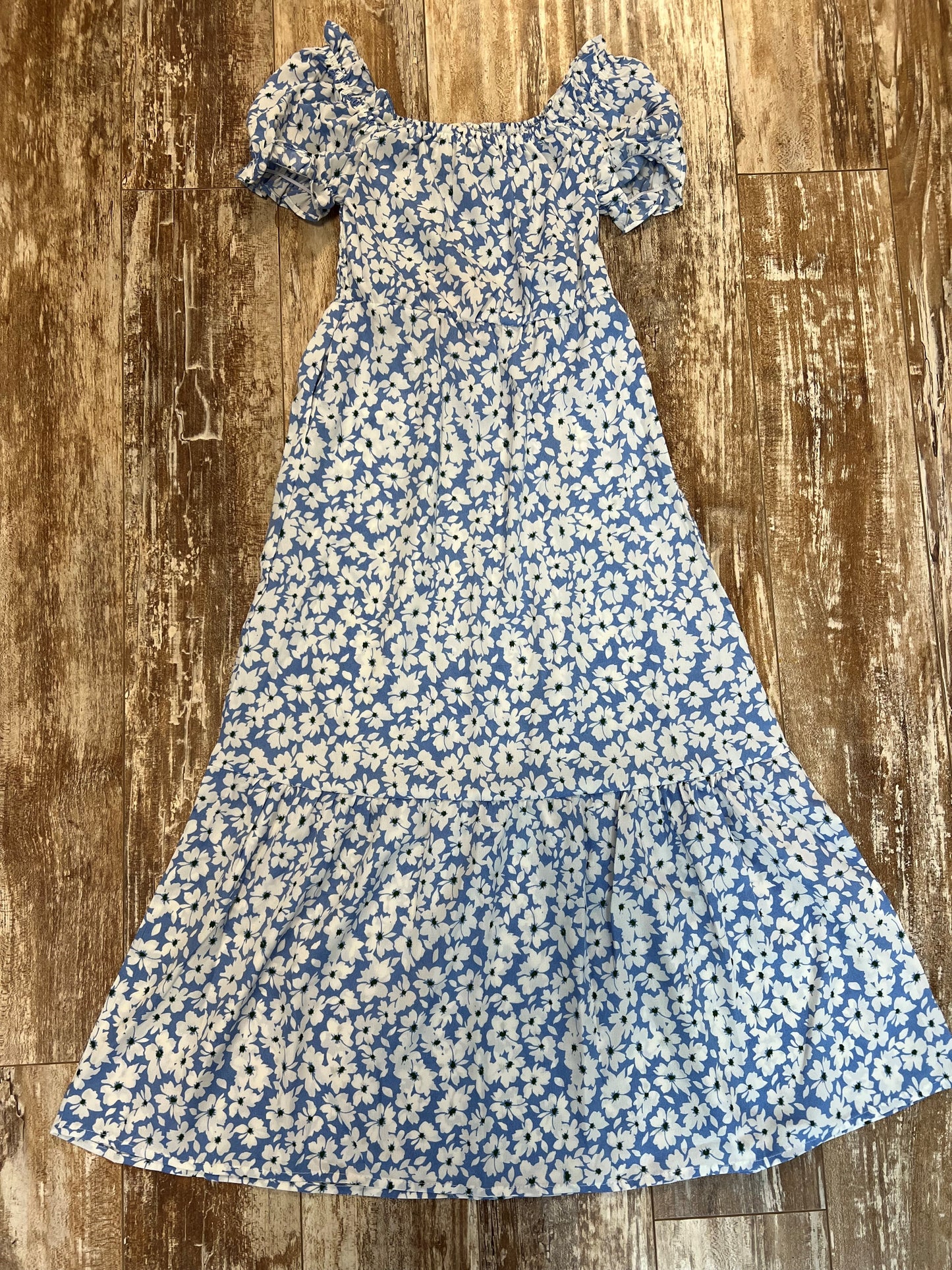 Girls Grace & Emma Passport to Paradise Light Blue Floral Maxi Dress