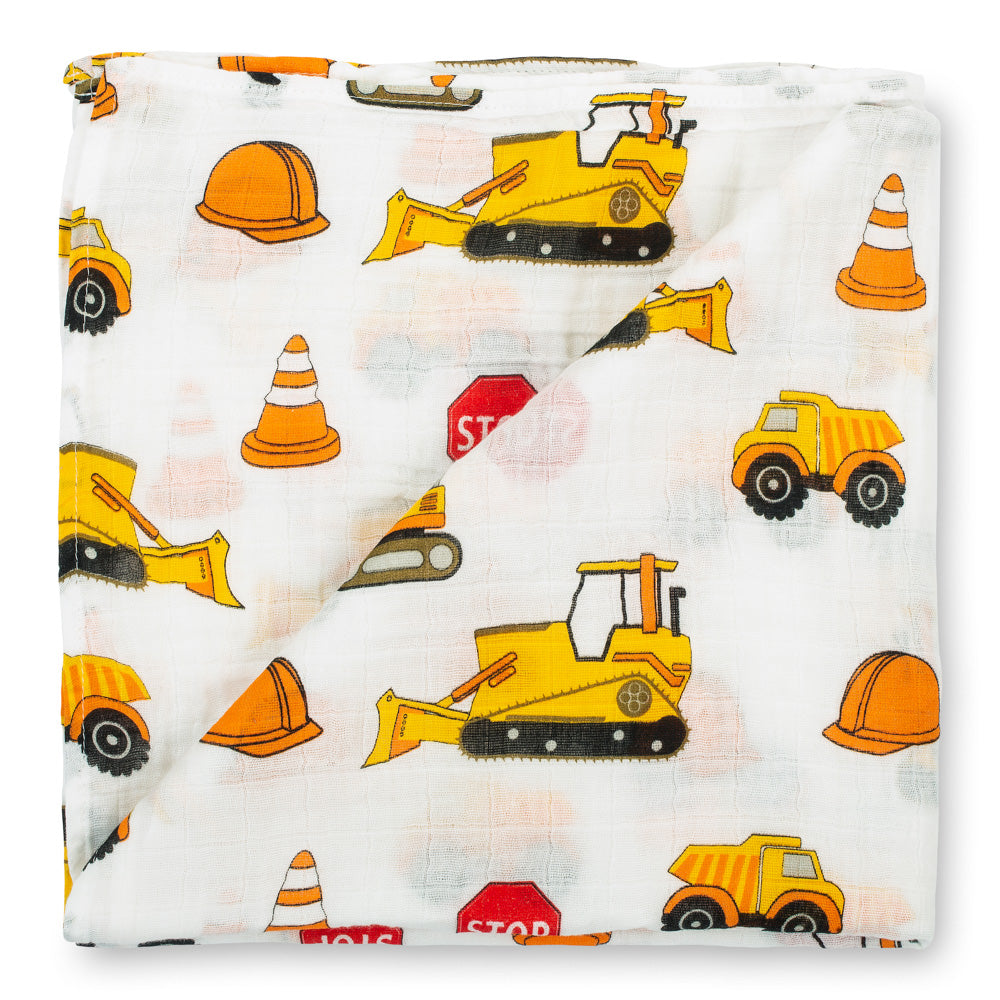 LollyBanks Under Construction Muslin Swaddle Blanket