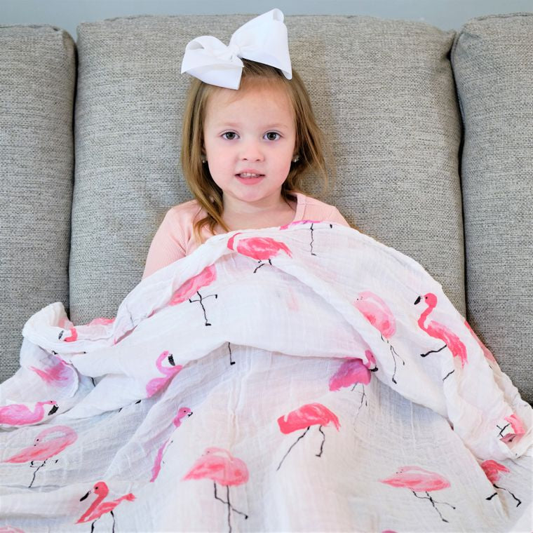 LollyBanks Flamazing Flamingo Muslin Swaddle Blanket